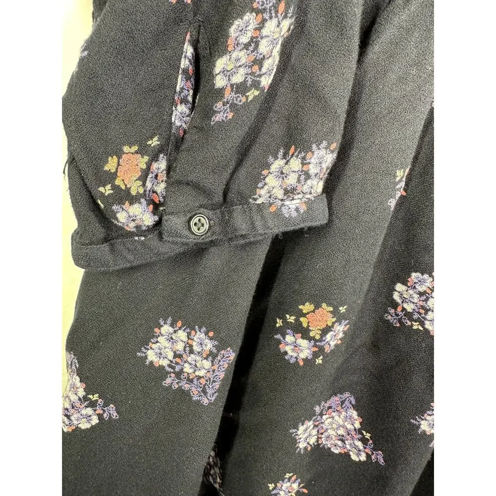 Old Navy Blue‎ Floral Print Long Sleeve Embroidered Dress Women Medium Boho